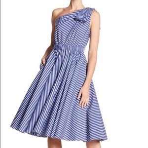 Eliza J Striped One Shoulder Dress